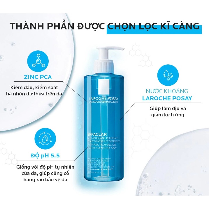 Sữa Rửa Mặt La Roche-Posay Effaclar Purifying Foaming Gel 400ml