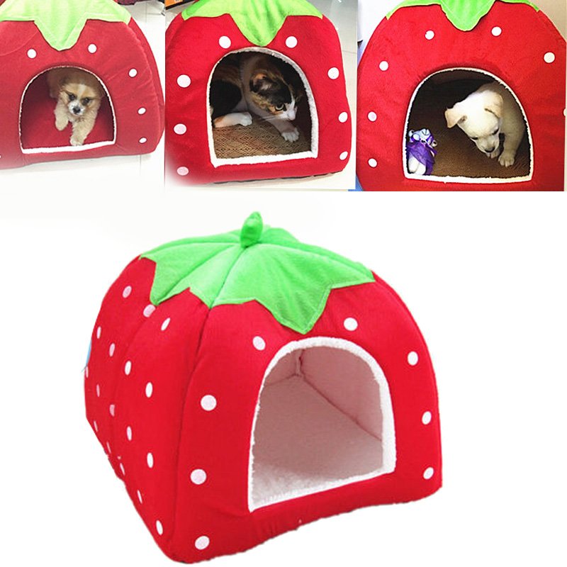 Strawberry Pet Dog Cat Bed House Kennel Doggy Puppy Basket
Pad(Leopard) - intl