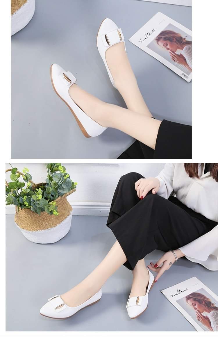 Giày búp bê da mềm đế cao su êm chân cao 2p