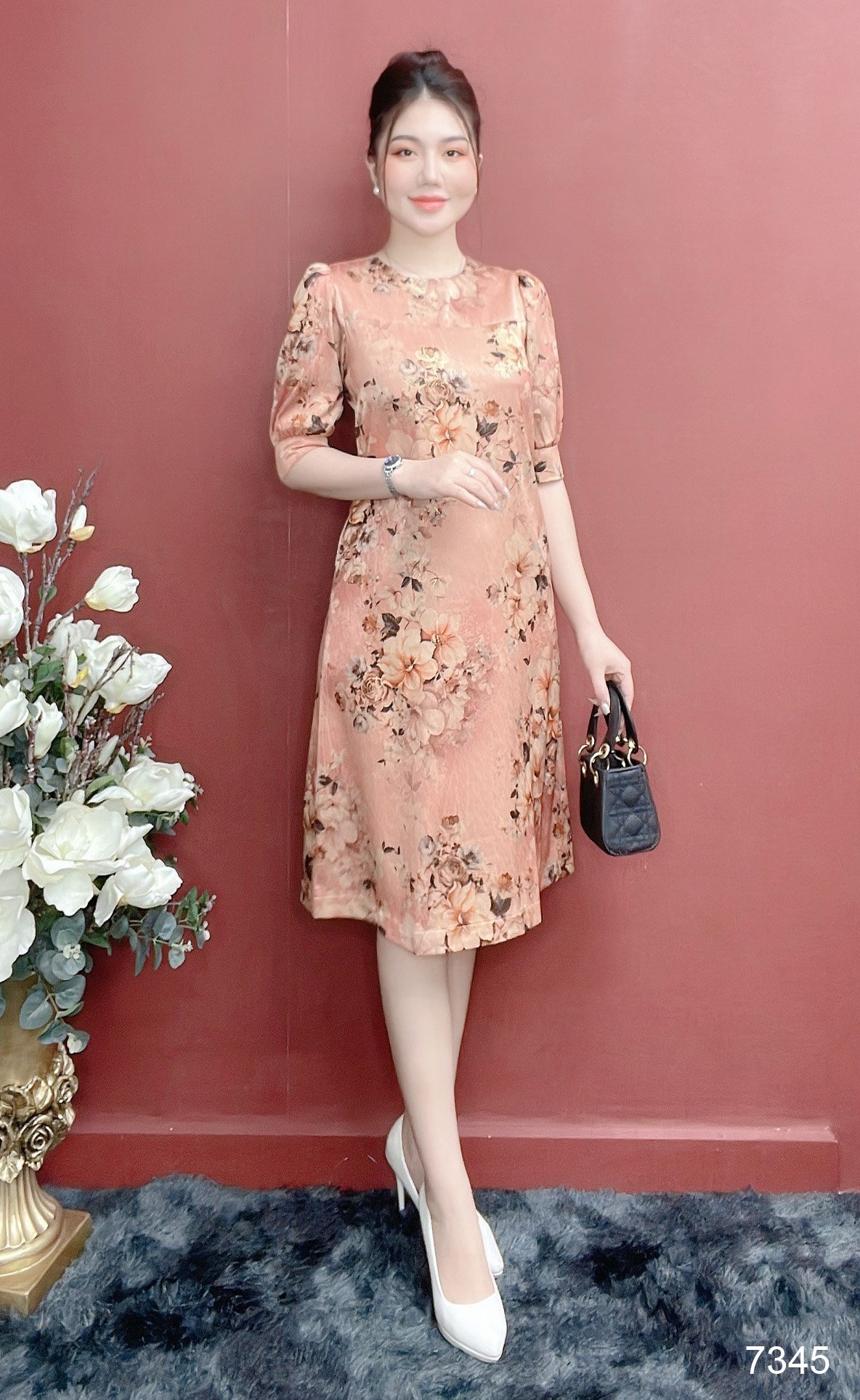 Đầm EMY EM7345 Suông Lụa Vân Pháp LVP Tay Lỡ