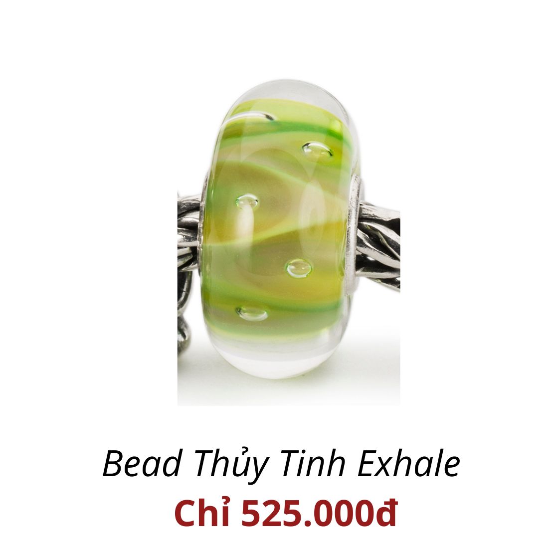 TROLLBEADS Bead Thủy Tinh Cao cấp Exhale