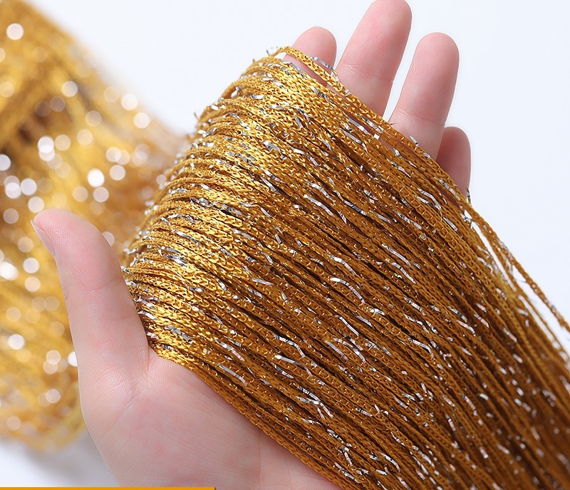 Rèm sợi chỉ kim tuyến lấp lánh màu vàng gold khổ 3m*3m Màn sợi trang trí nhà hàng, tiệc cưới, party, decor cửa hàng RS02