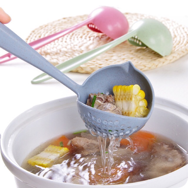 Muôi Muỗng Thìa Múc Canh Lúa Mạch Có Lỗ 2 trong 1