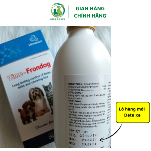 Vime Frondog- Chai Xịt Ve Rận Bọ Chét Chó Mèo 250ml