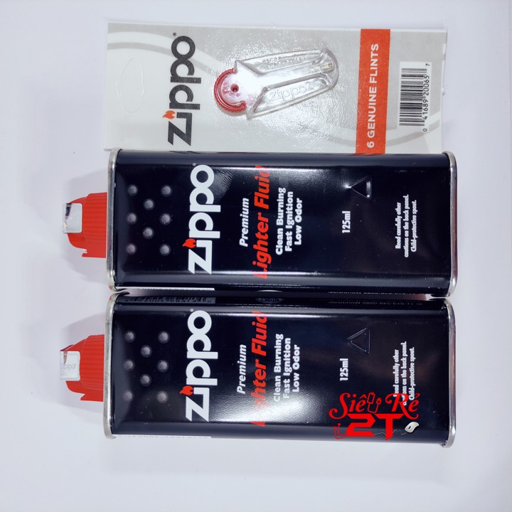Combo 2 xăng Zippo, 1 vỉ đá lửa - Hàng chính hãng