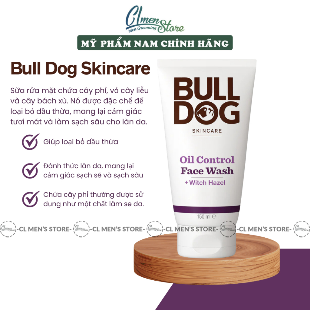 Sữa rửa mặt dành cho da dầu bulldog skincare oil control face wash - 150ml