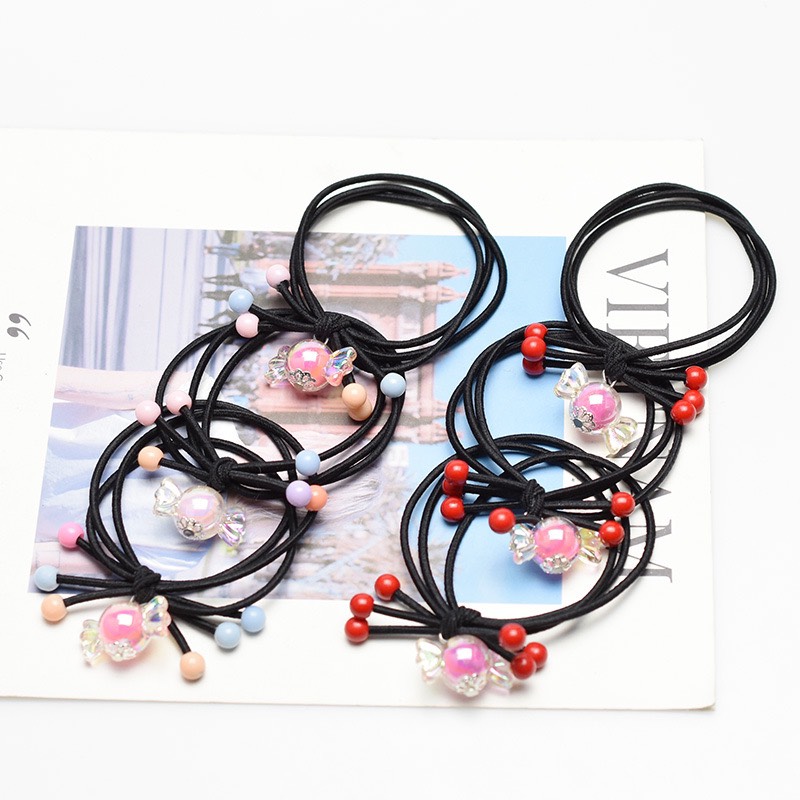 Set 20 Dây Cột Tóc Hàn Quốc Nơ Có Hạt - Màu Ngẫu Nhiên