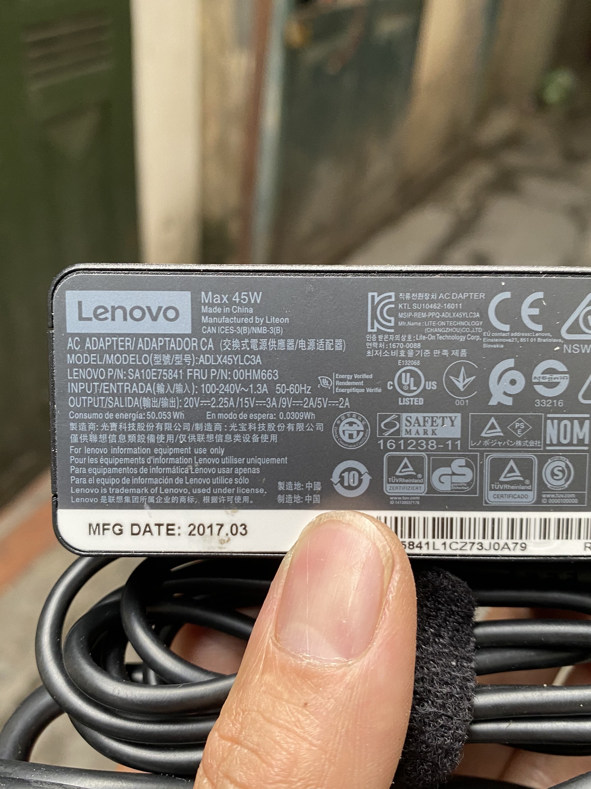 Sạc laptop Lenovo 45w type-C zin bóc máy