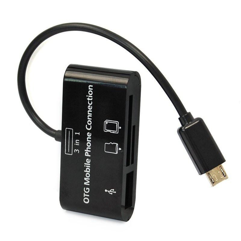 Đầu đọc thẻ android + hub otg 3 trong 1