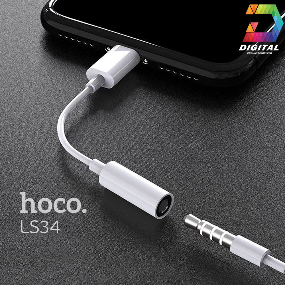 Jack Chuyển Cổng Lightning Sang 3.5mm Hoco LS34 Chính Hãng