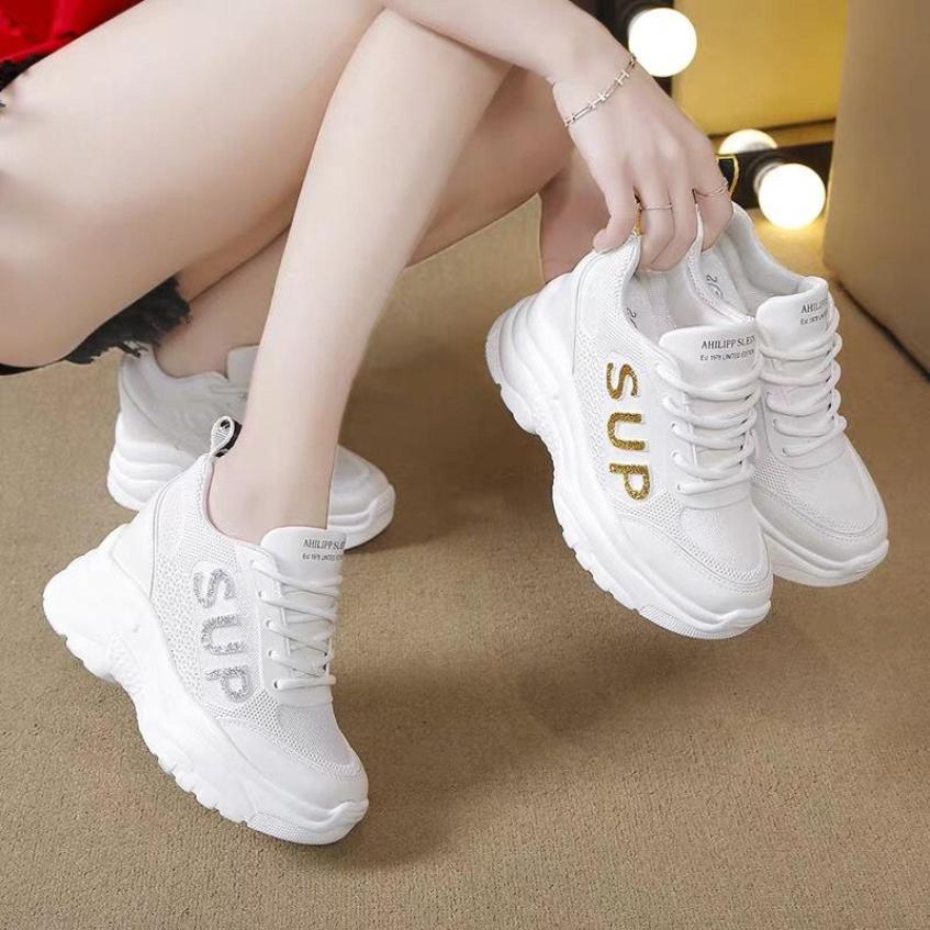GIÀY THỂ THAO NỮ ĐỘN ĐẾ CHỮ SUP CHẤT VẢI MỀM ( CÓ 3 MÀU) giá rẻ