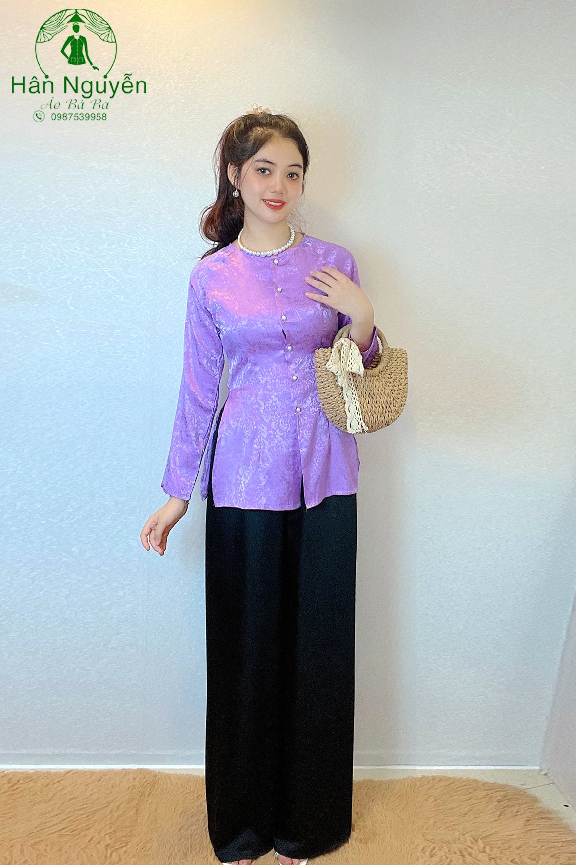 Áo Lẻ Bà Ba Gấm Hoa