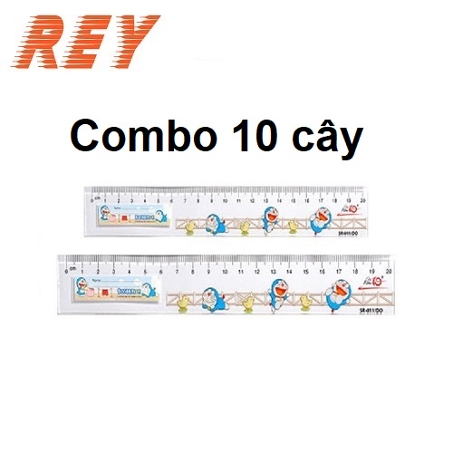 COMOBO 10 cây thước kẻ Thiên Long cứng 20cm Điểm 10 Doraemon TP-SR011/DO