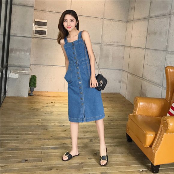 ĐẦM YẾM JEAN FORM DÀI  CÁ TÍNH D778