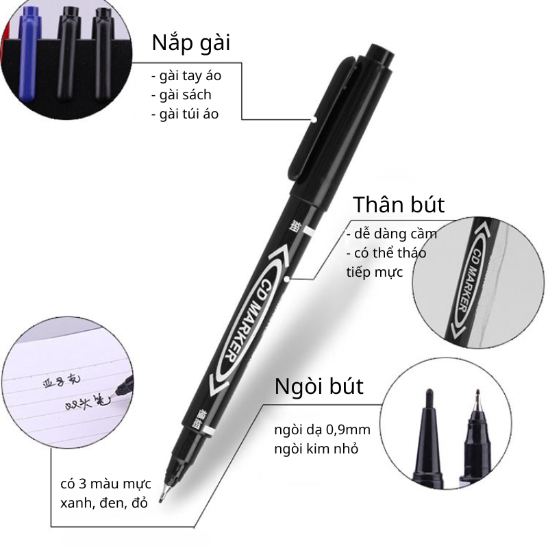 Bút lông dầu đánh dấu 2 đầu.