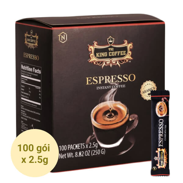 Cà Phê Đen Hòa Tan Espresso TNI KING COFFEE - Hộp 100 gói x 2.5g
