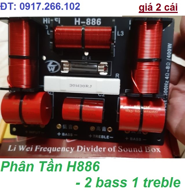 Cặp phân tần loa h-886 - phân tần 2 bass 1 treble