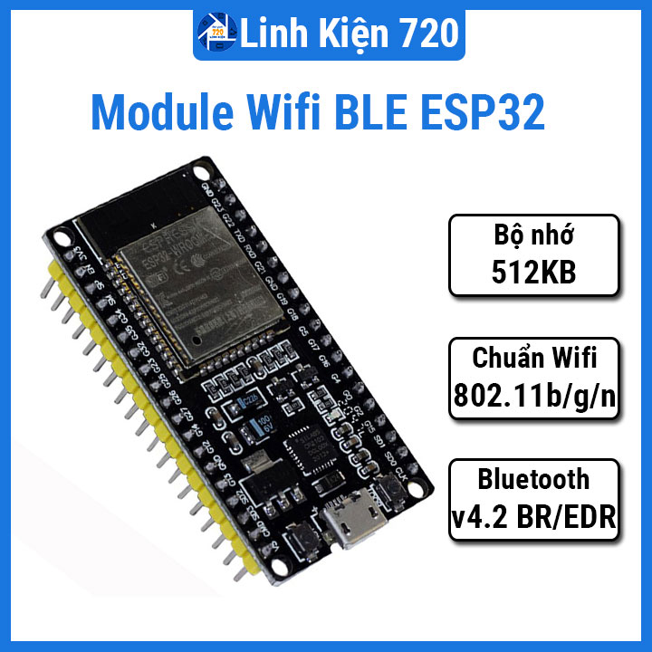 Module esp32 thu phát wifi bluetooth node mcu luanode32 cp2102 tích hợp anten và rf