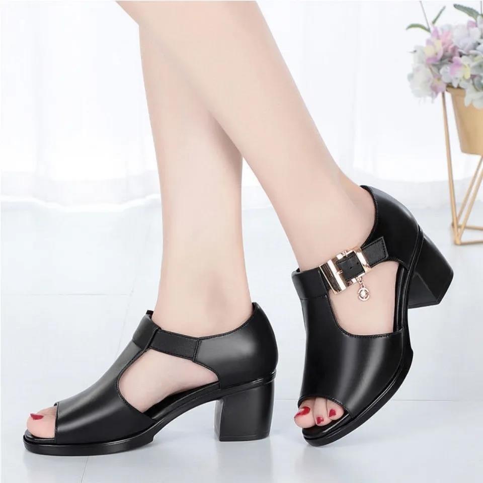 Giày sandal nữ da mềm đế êm ( Cao 5cm ) Phong Cách Hàn Quốc LSD115