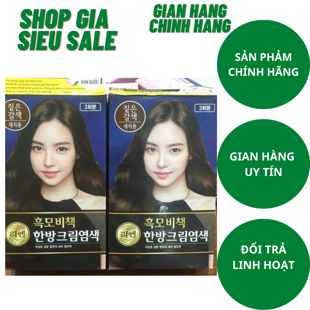 Kem nhuộm thảo dược reen hàn quốc phủ bạc màu nâu sẫm