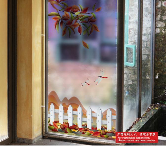 [HCM]Decal Dán Kính Cao Cấp - Cành lá rơi mùa Thu ( 60 X116 )-DK1009