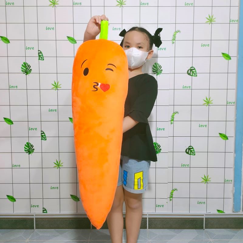 Gối ôm cho bé mẫu giáo hình củ cà rốt đồ chơi củ cà rốt nhồi bông loại lớn mềm mịn giá rẻ