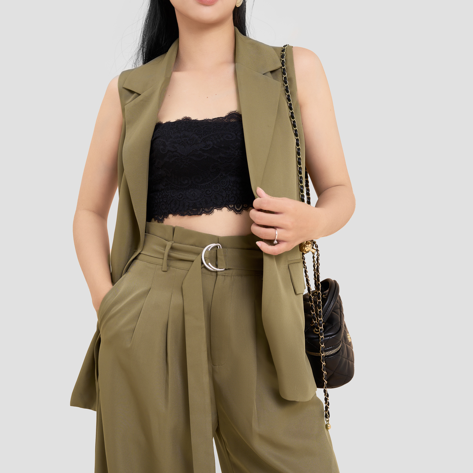 Áo blazer không tay cotton mịn Maybi