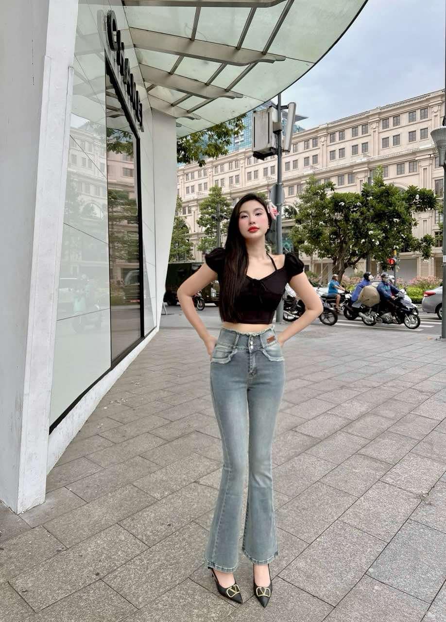 [HCM]Quần Jeans Nữ Ống Loe Dài Thời Trang