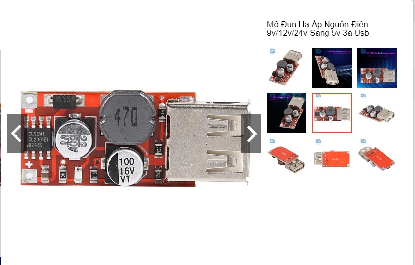 Mạch Hạ Áp Usb Dc từ 9v 12v 24v thành 5v 3a