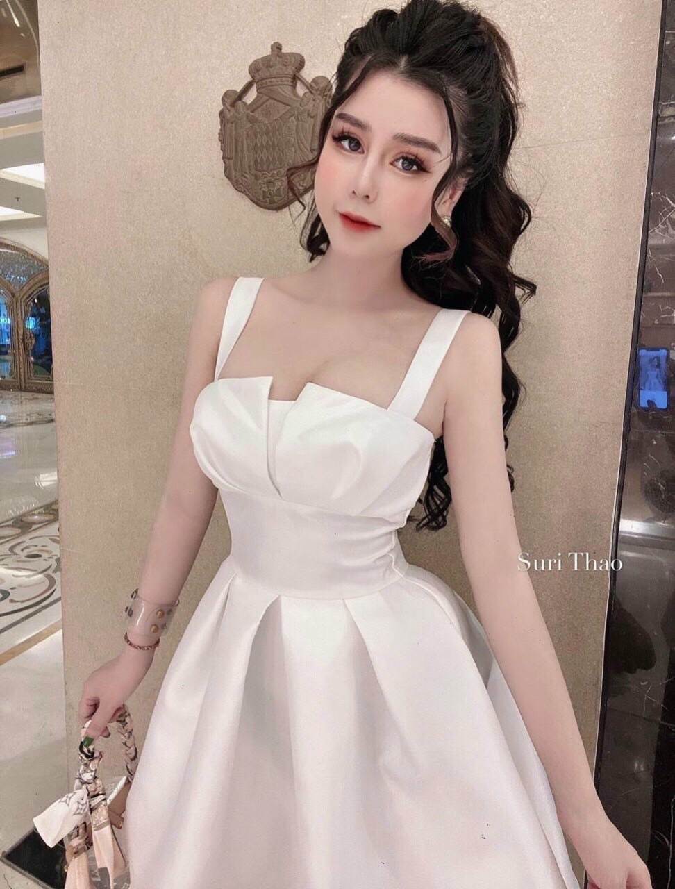 [HCM]Đầm xòe tiểu thư xếp ly to nhấn eo cúp ngực thướt tha sang trọng phù hợp đi tiệc dạ hội gặp gỡ bạn bè QCS