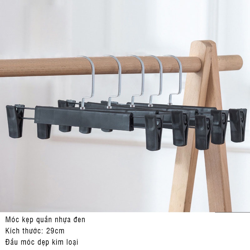Móc kẹp quần chất liệu nhựa đen 29cm ( Bộ 10 móc )