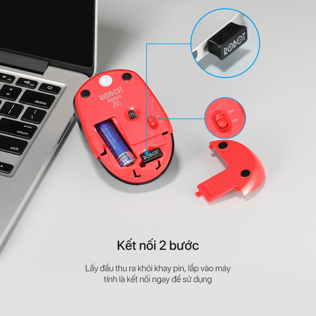 Chuột không dây Robot M310 tĩnh âm thiết kế silent nhấp im lặng kết nối usb nhỏ gọn tiện dụng vừa vặn bàn tay độ chính xác cao cho máy tính xách tay laptop pc dạy online học online