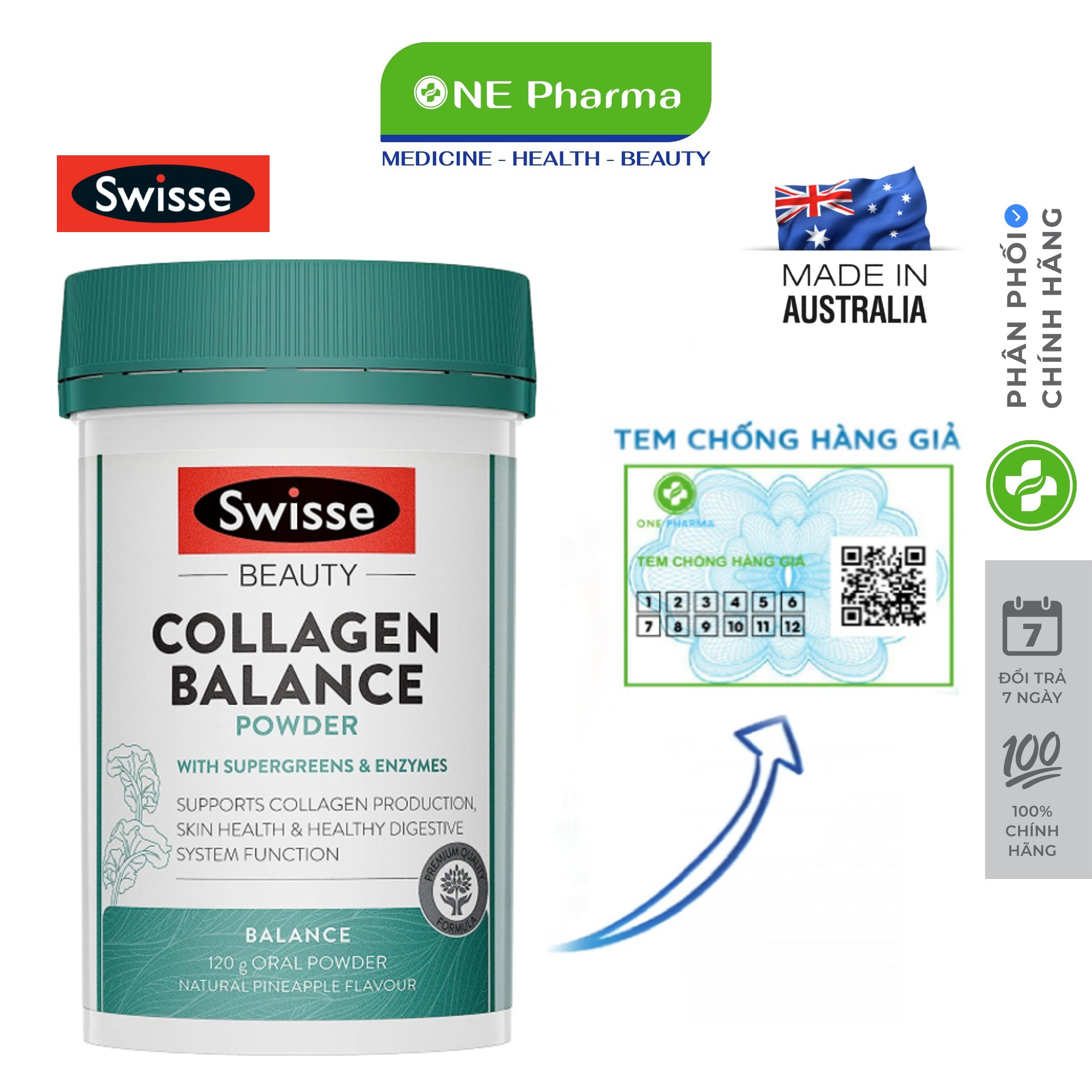 Bột Collagen Đẹp Da Chống Lão Hóa Úc Swisse Beauty Collagen Balance Powder 102g