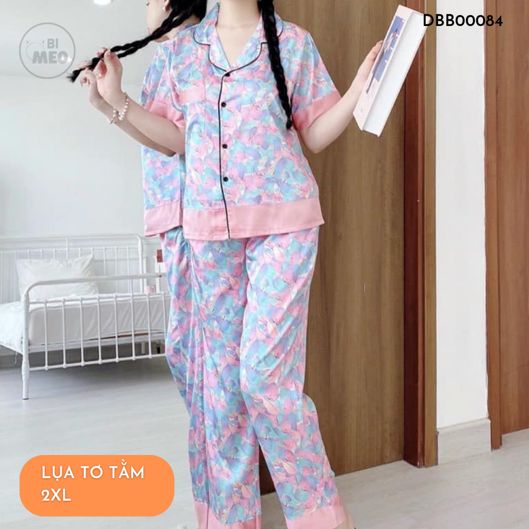 Đồ bộ Pijama mặc nhà - Quần dài có cổ chất lụa siêu mát