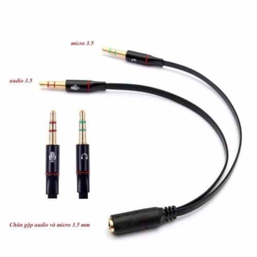 Cáp gộp loa, dây cáp gộp dây loa 2 vào 1 audio và mic 3.5mm loại tốt.jack gộp tai nghe 3.5 bọc chống đứt