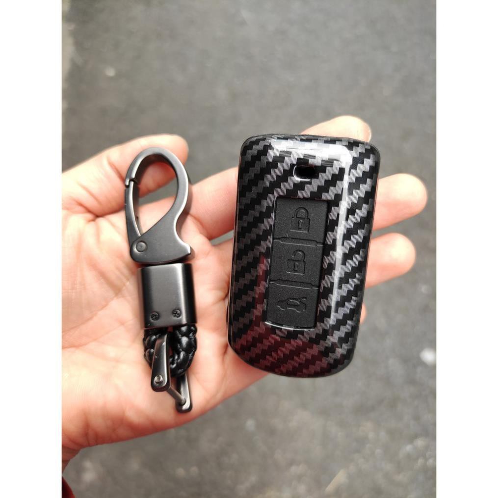 (carbon) Bao da chìa khóa carbon xe Mitsu Xpander- kèm móc khóa.
