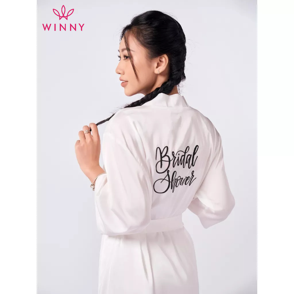 WINNY - Áo choàng lụa mặc nhà hoạt tiết trơn 1DNSA22565A