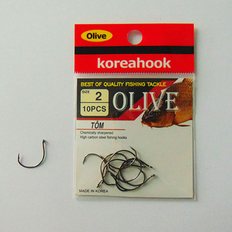 Lưỡi Câu Tôm Olive Korea Hook (giá nguyên vỉ)