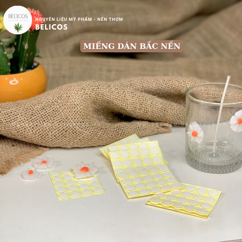 Miếng dán bấc nến trong suốt - Keo dán đế bấc 2 mặt