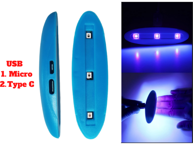 Bảng giá Đèn Uv Led Mini Sun 3 Bóng 3W Sấy Keo Uv, Sấy Móng Tay Hỗ trợ cổng USB C và Micro
