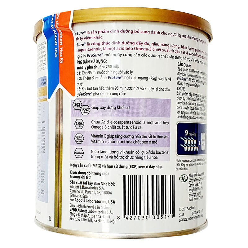 Sữa Prosure Vani hộp thiếc 380g (Date 2025)