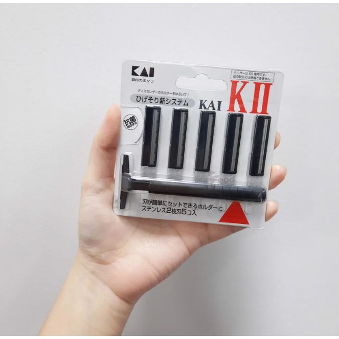 Set Dao Cạo Râu 2 Lưỡi Kép Kai (1 Thân 5 Lưỡi)