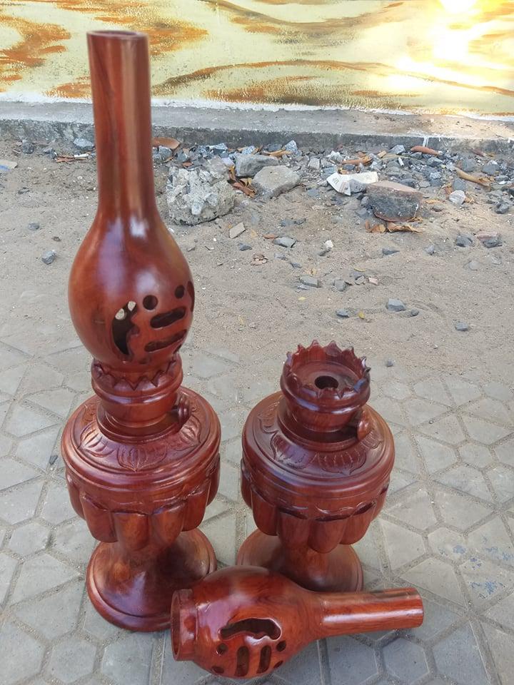 Cặp Đèn Thờ Gỗ Hương Cao 30Cm