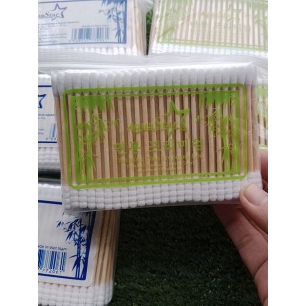 Tăm Bông ráy tai thân gỗ AquaStar ( gói/200 cây)