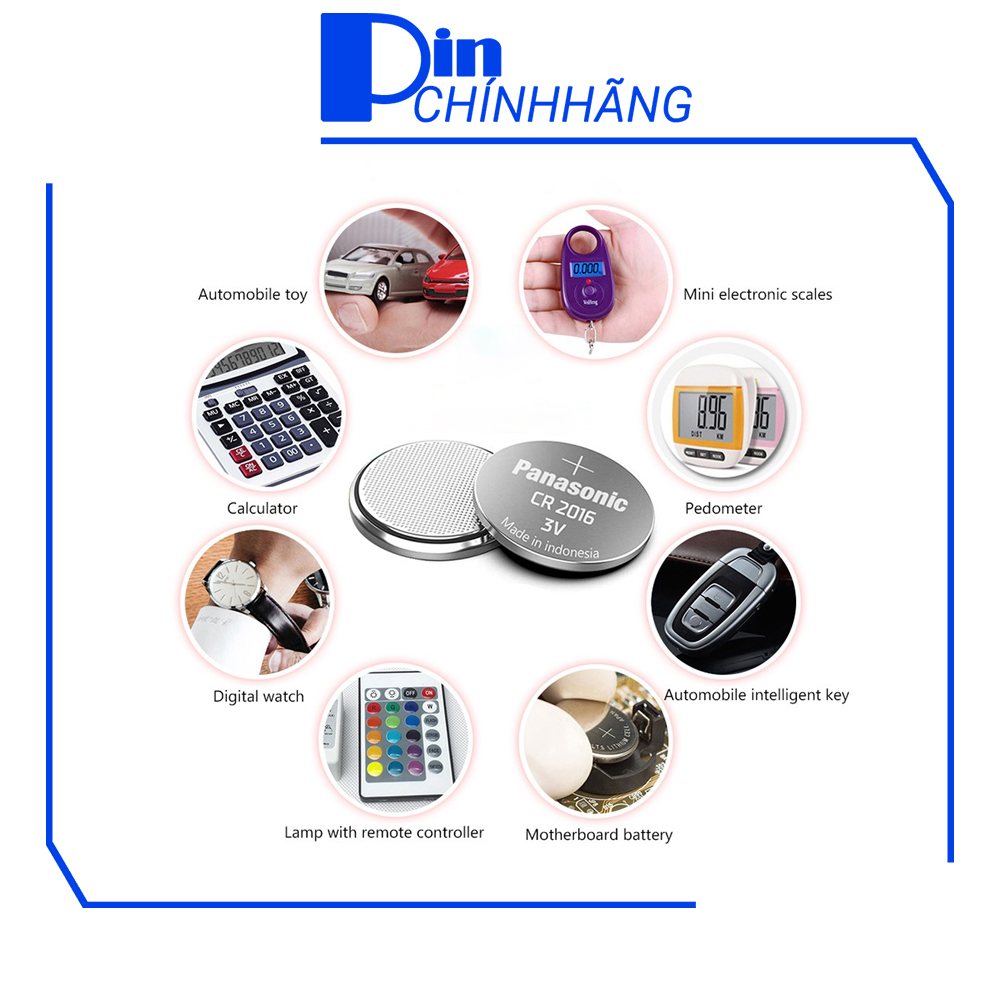 Vỉ 1 Pin Panasonic CR2016 Lithium 3V chính hãng (Pin đồng hồ, remote, smartkey, v.v...)