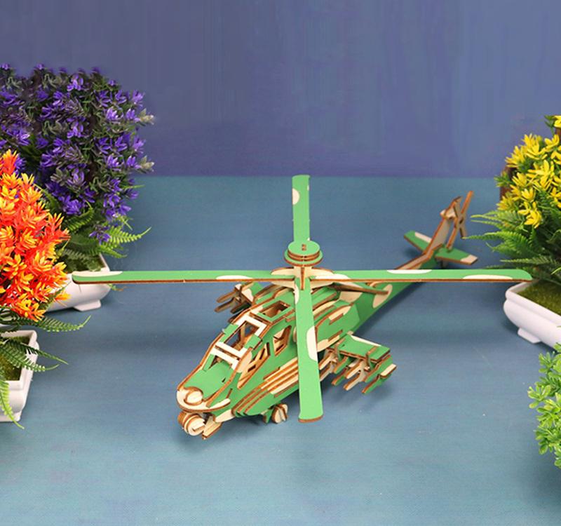 Đồ chơi lắp ráp gỗ 3D Mô hình Trực thăng Apache XA-G009H