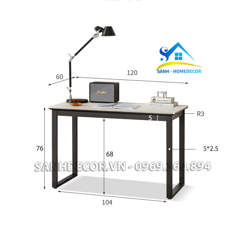 Bàn làm việc, bàn học, bàn chữ U 1m2, bàn chữ U khung sắt hộp to sơn tĩnh điện chống gỉ, bàn học sinh chân U gỗ An Cường cao cấp U001 - SÀNH HOME DECOR