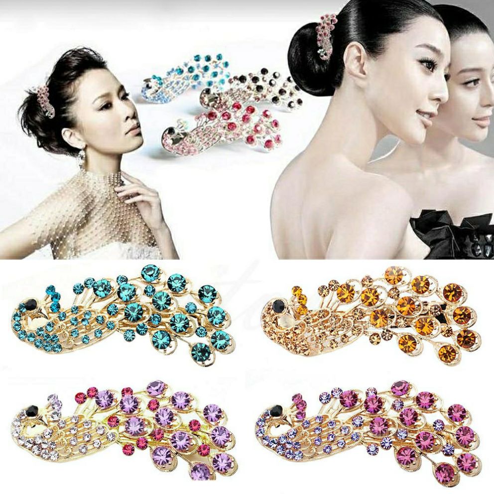 [HCM]Kẹp tóc hình con công đính đá