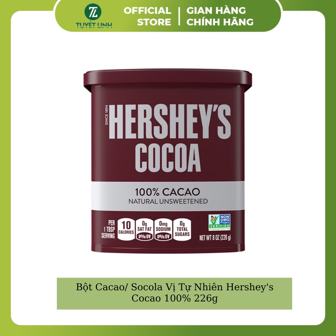 Bột Cacao/ Socola Vị Tự Nhiên Thơm Ngon Đậm Đà Hershey's Cocoa 100% Cacao 226g (100% From USA)