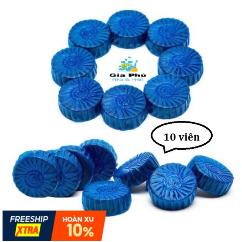 Bộ 10 viên tẩy diệt khuẩn khử mùi bồn cầu (xanh)